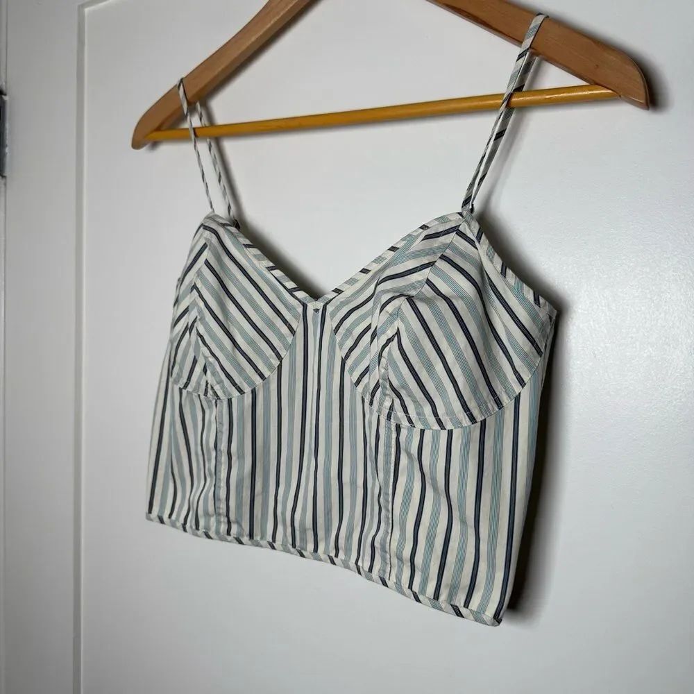 Lauren Ralph Lauren Black Label Crop Tank Top Womens Sz 4 Striped Sleeveles Boho - Picture 2 of 11
